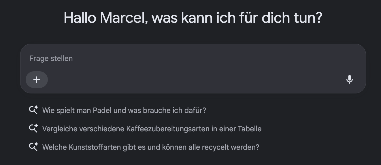 Screenshot: Google AI Mode - Multimodales Suchfeld